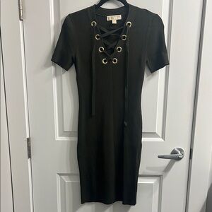 Michael Kors Olive Green Lace-Up Dress